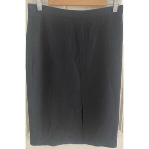 Ann Taylor Women's Black Ribbed Skirt Size 8 Front Slit Career